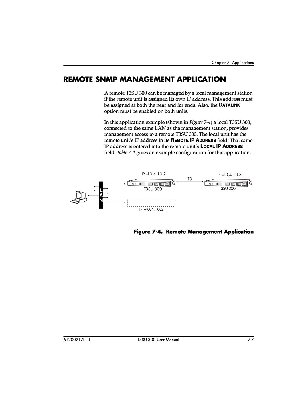 ADTRAN T3SU 300 user manual Remote Snmp Management Application, 4. Remote Management Application 