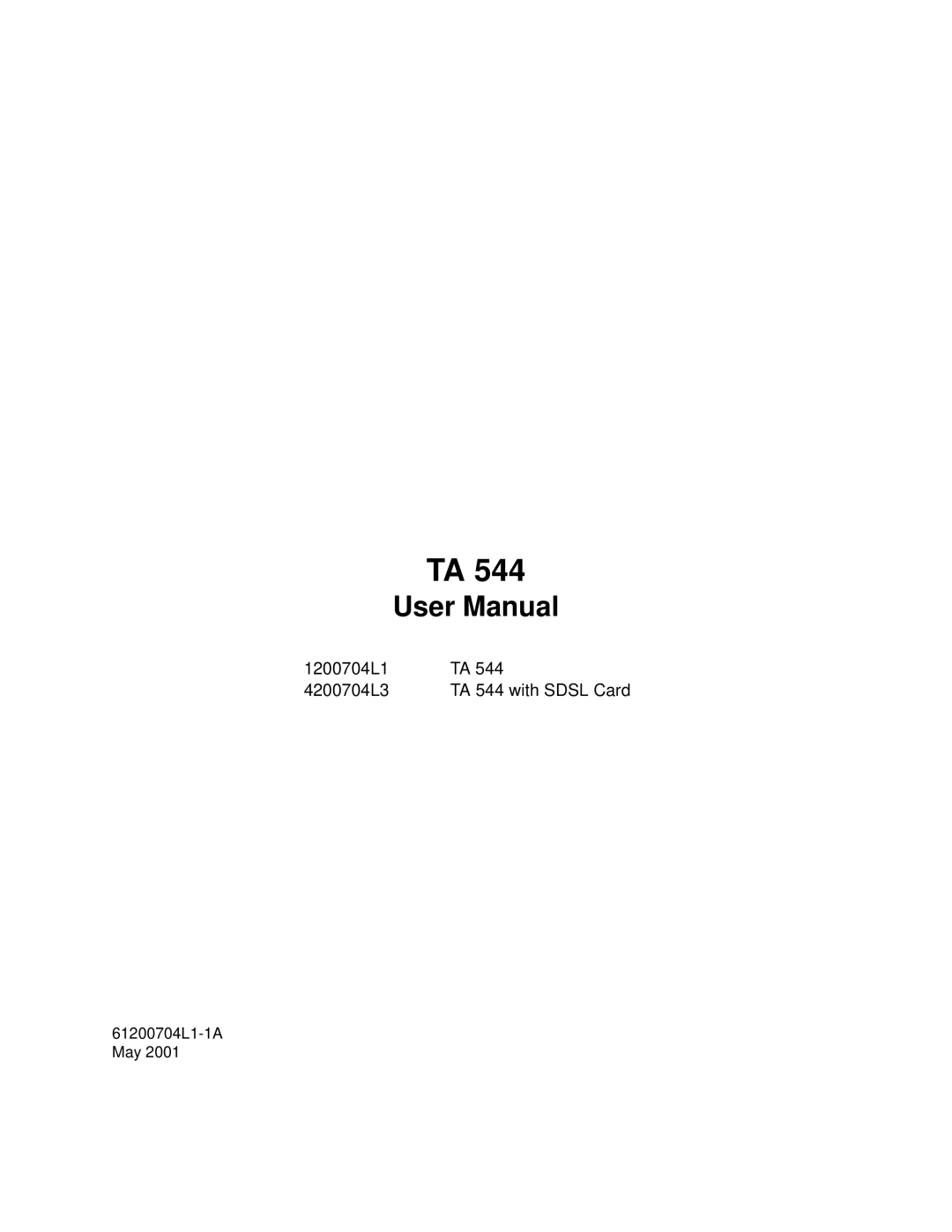 ADTRAN TA 544 user manual 1200704L1 4200704L3 