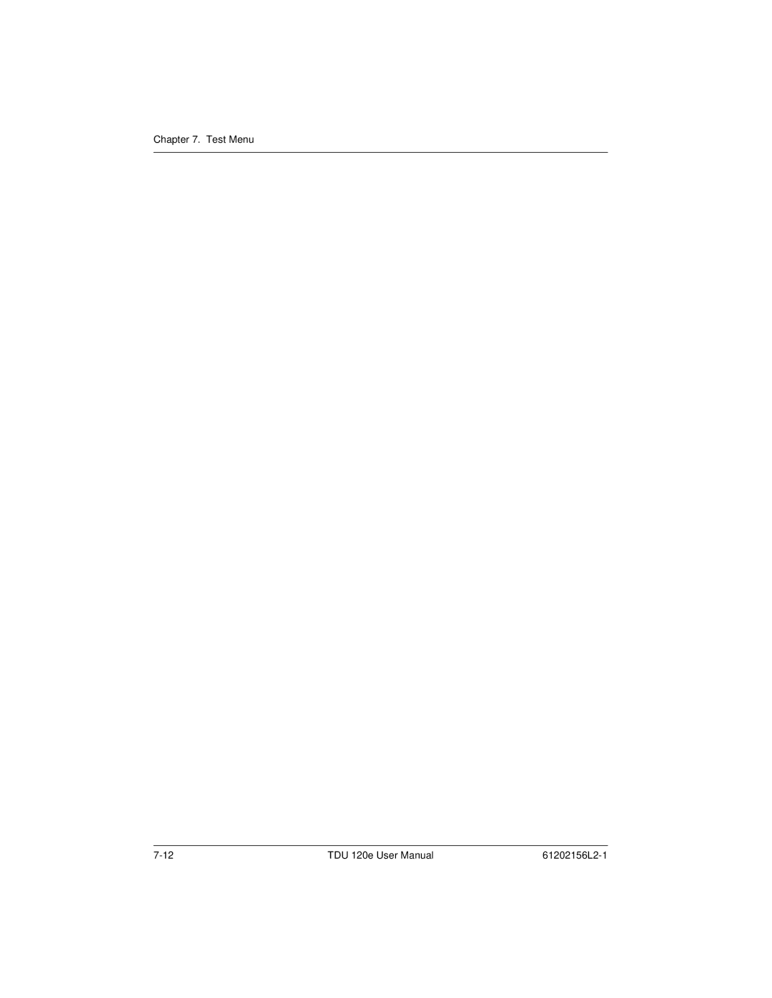 ADTRAN TDU 120e user manual Test Menu 