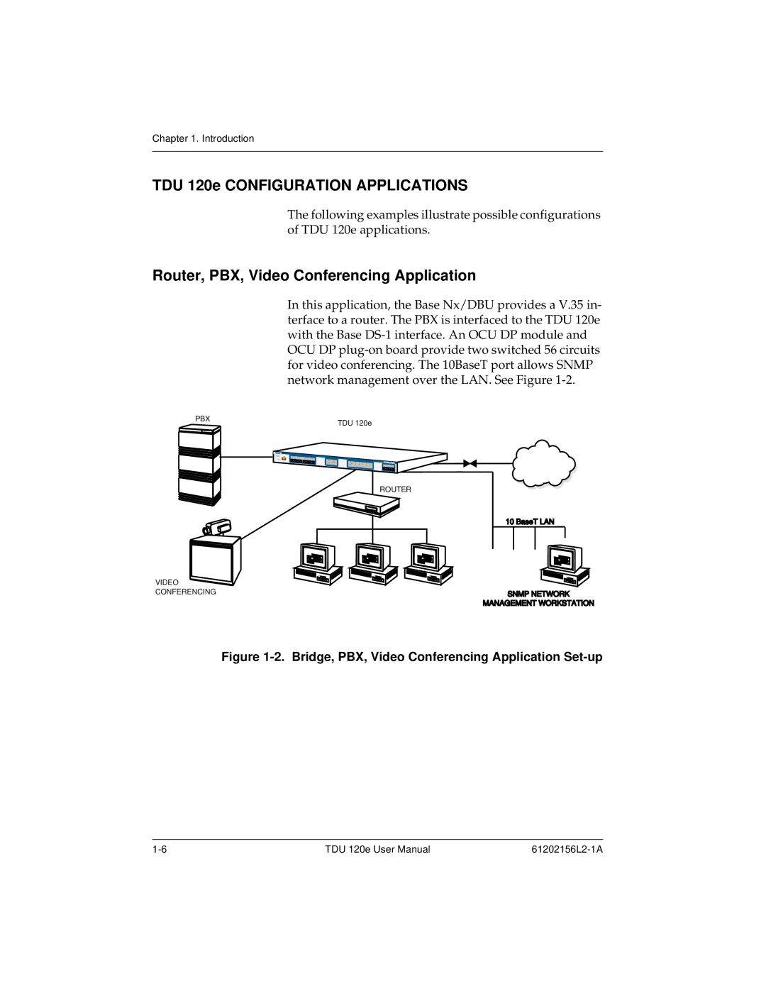 ADTRAN user manual TDU 120e Configuration Applications, Router, PBX, Video Conferencing Application 