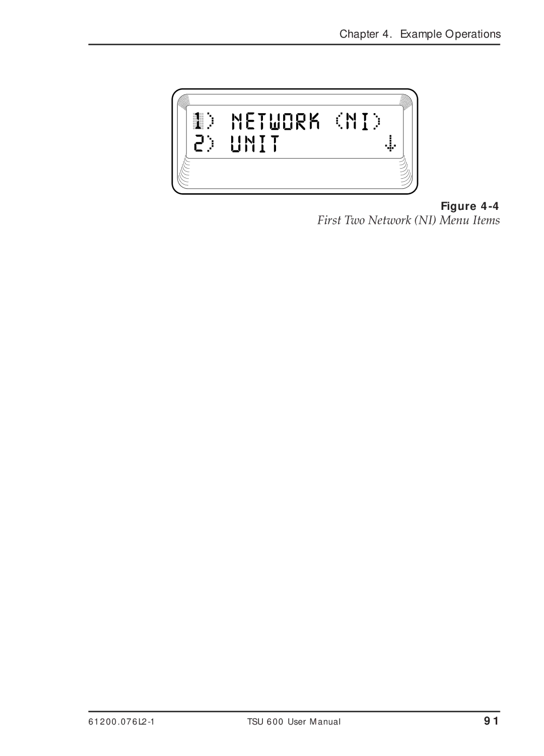 ADTRAN TSU 600 user manual First Two Network NI Menu Items 