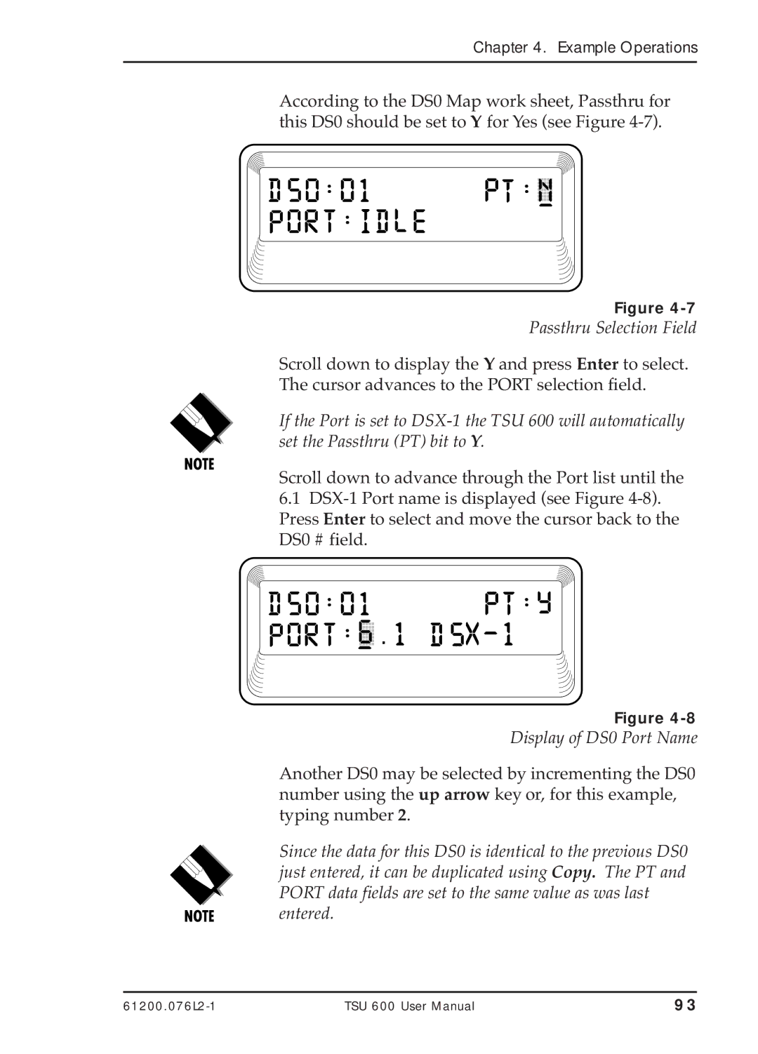 ADTRAN TSU 600 user manual Passthru Selection Field, Display of DS0 Port Name 