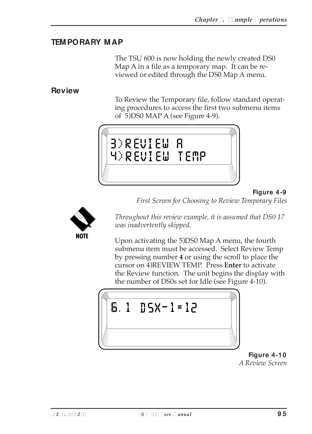 ADTRAN TSU 600 user manual Temporary MAP, Review Screen 