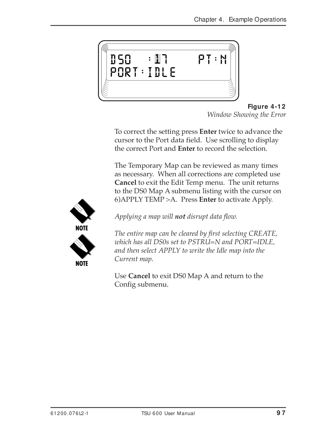 ADTRAN TSU 600 user manual Window Showing the Error 