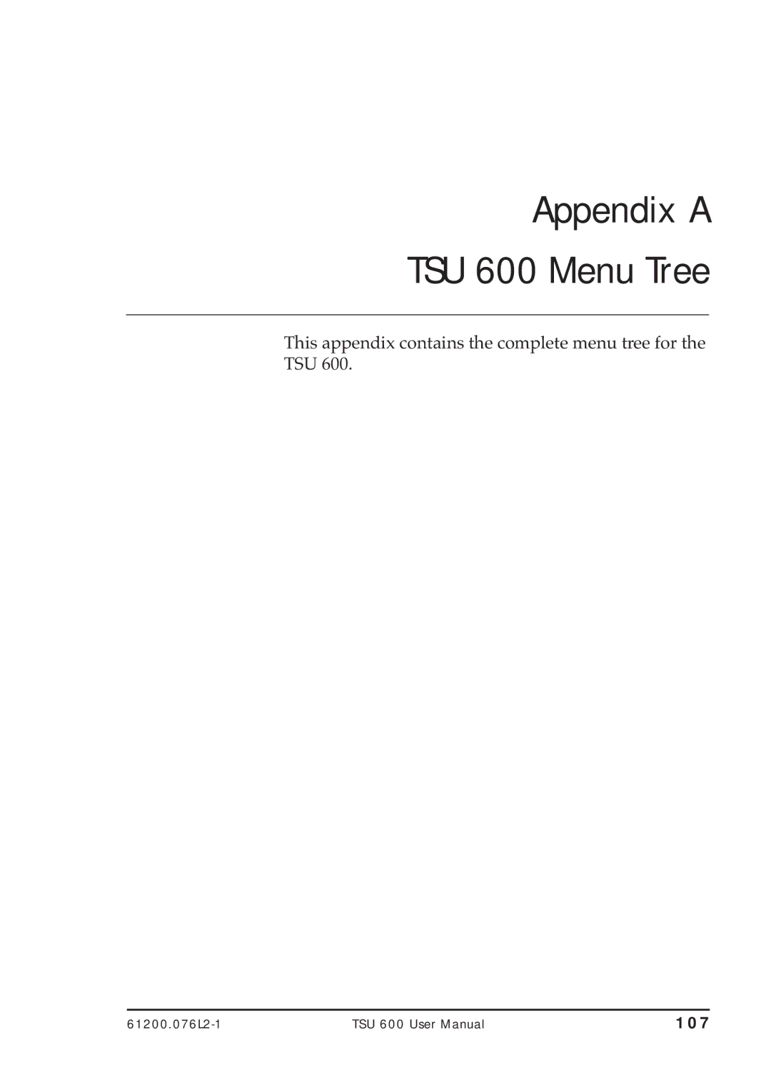 ADTRAN TSU 600 user manual Appendix a 