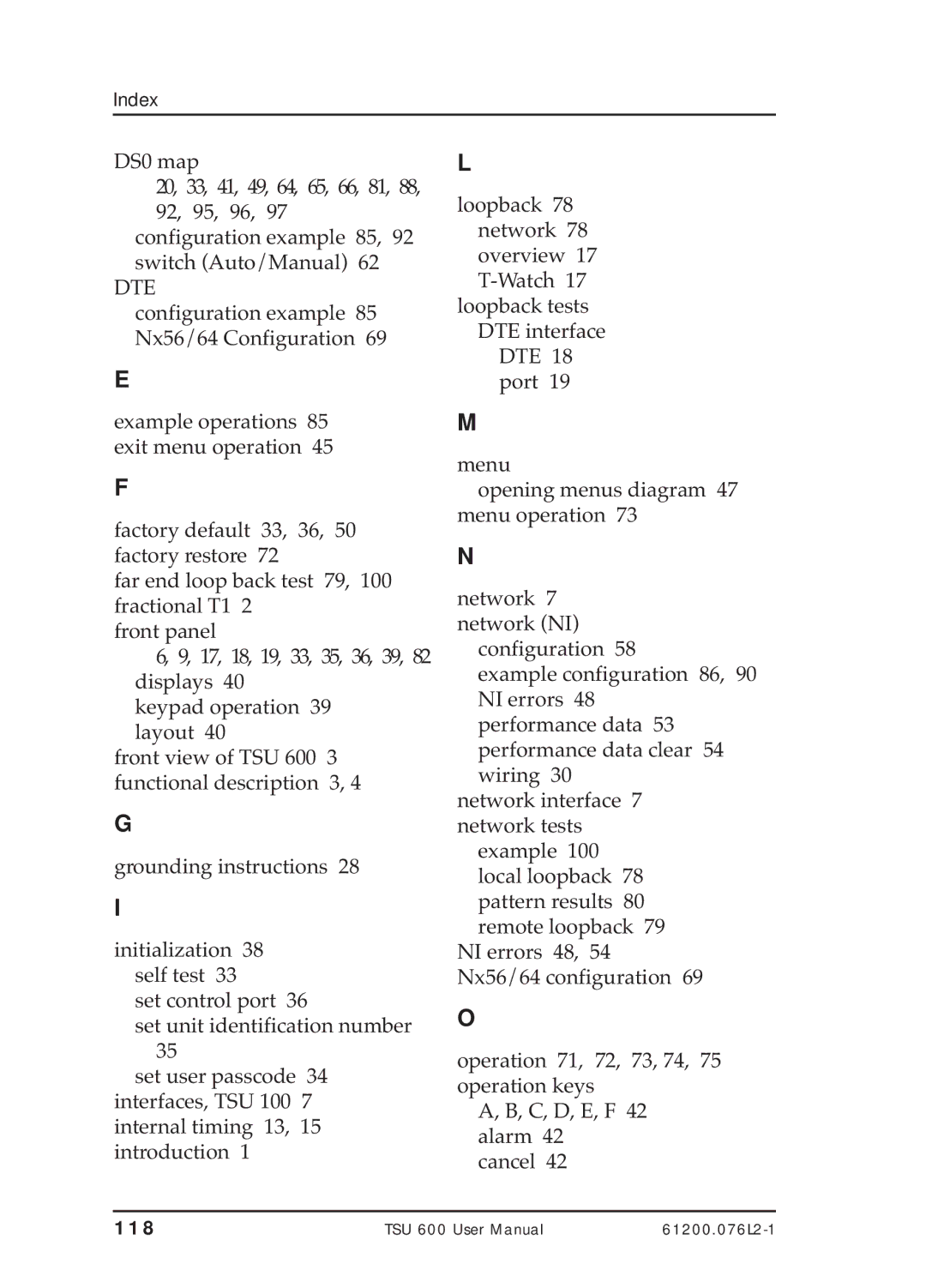 ADTRAN TSU 600 user manual Dte 