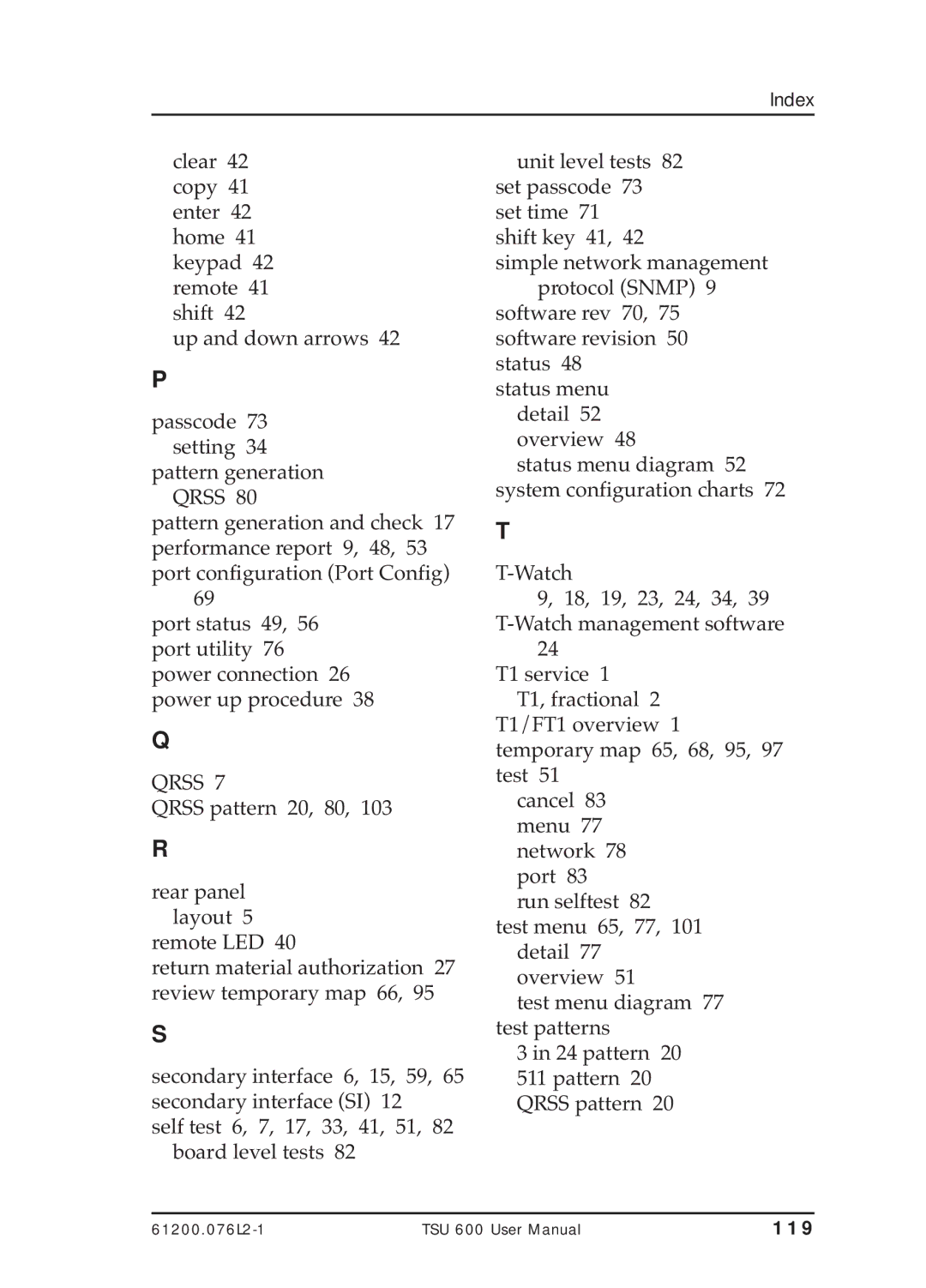 ADTRAN TSU 600 user manual Qrss 