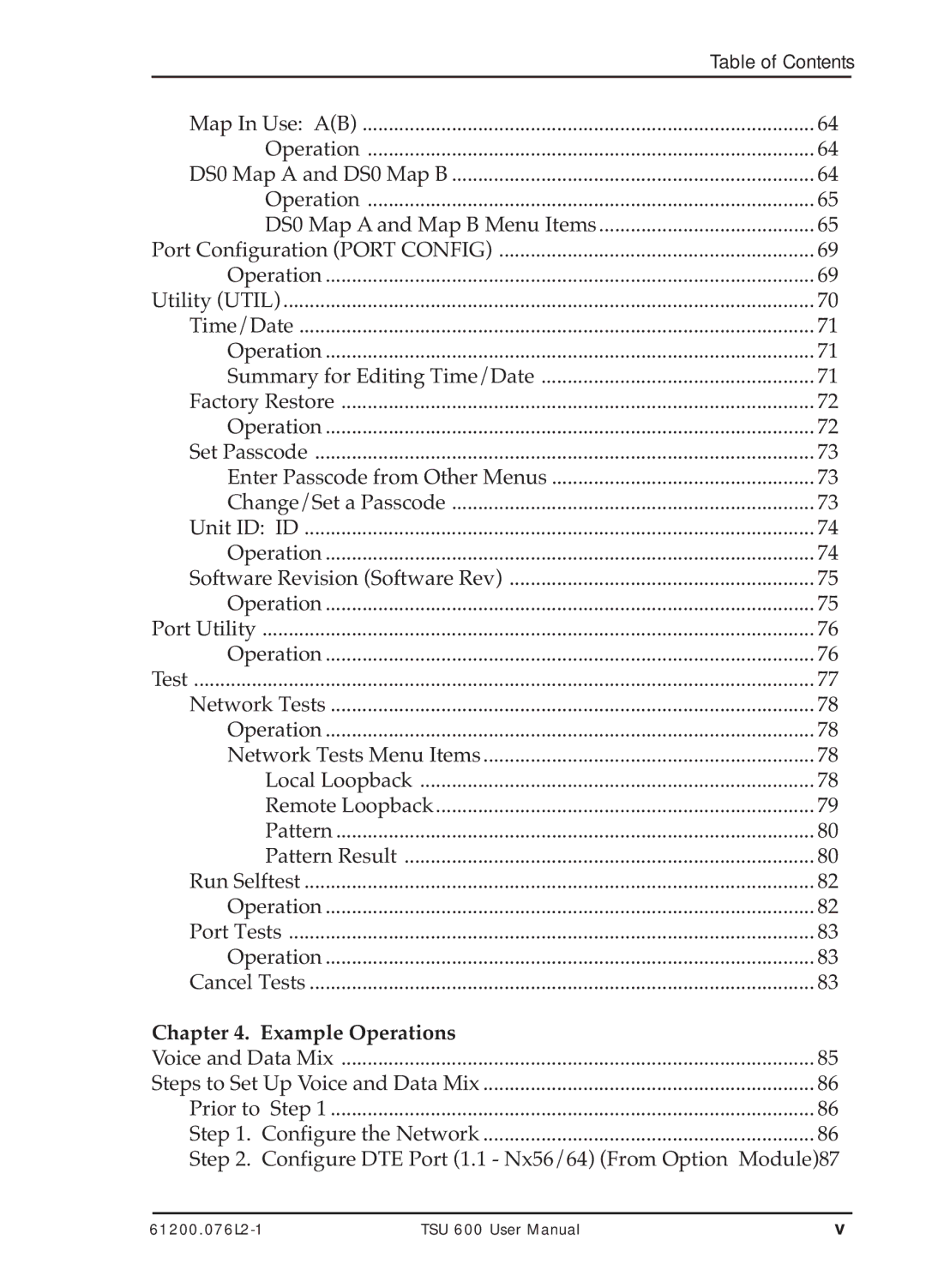 ADTRAN TSU 600 user manual Example Operations 