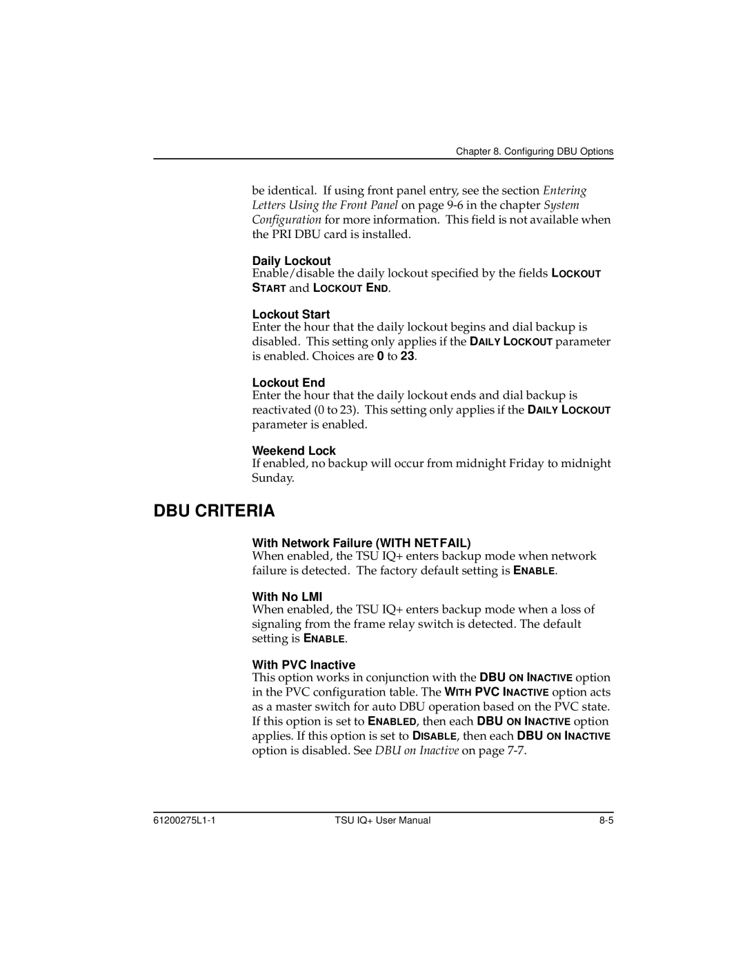 ADTRAN 1204002L2, TSU IQ+ user manual DBU Criteria 