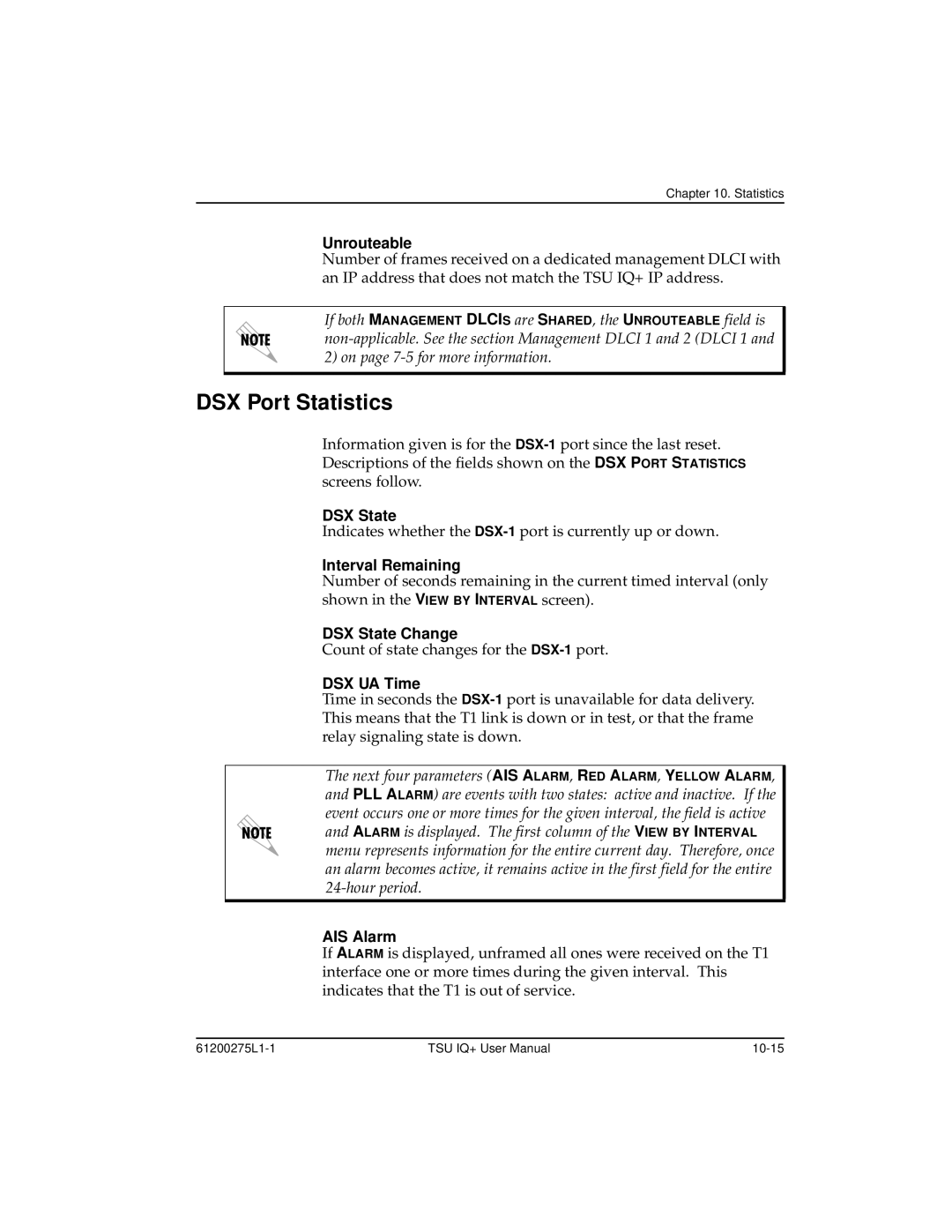 ADTRAN 1204002L2, TSU IQ+ user manual DSX Port Statistics, DSX State Change, DSX UA Time 