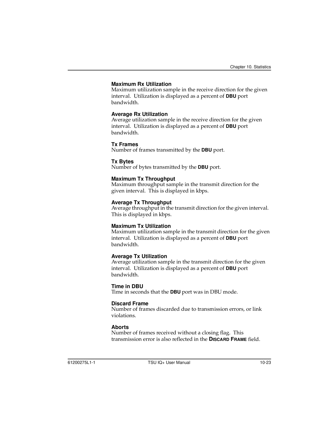 ADTRAN 1204002L2, TSU IQ+ user manual Maximum Rx Utilization, Time in DBU 