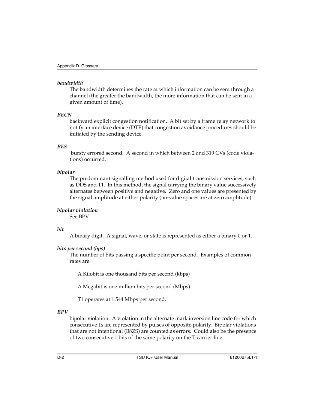 ADTRAN TSU IQ+, 1204002L2 user manual Becn 