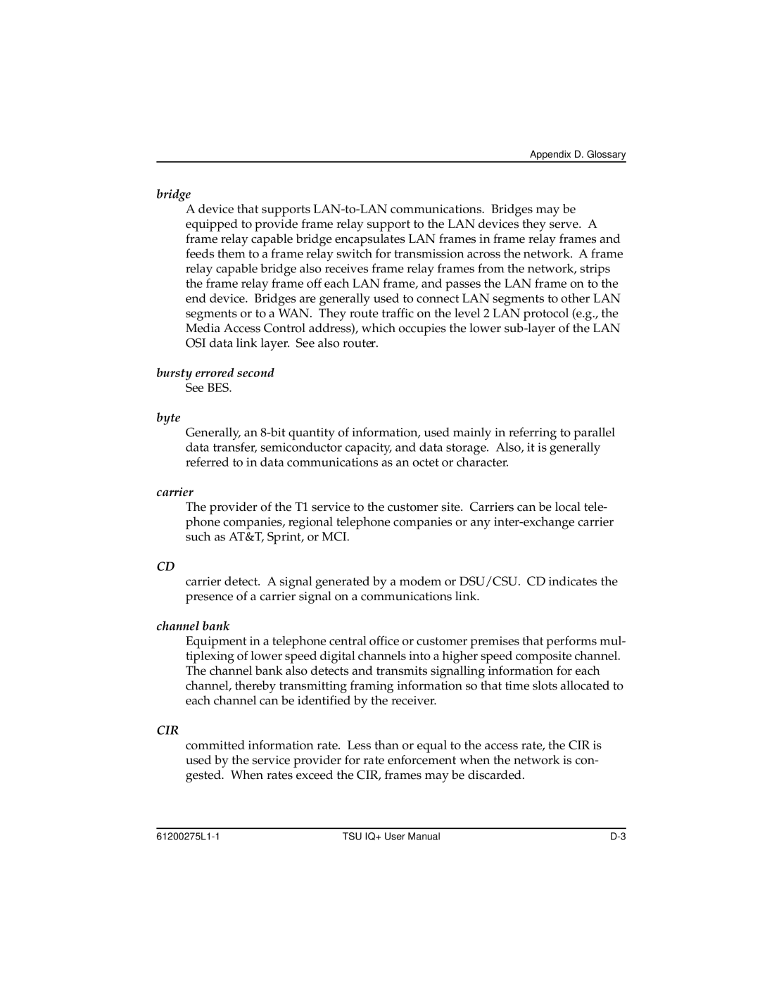 ADTRAN 1204002L2, TSU IQ+ user manual Cir 