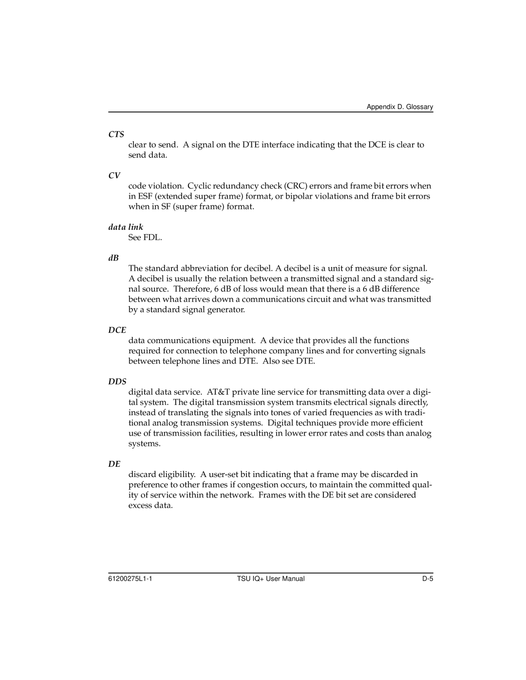 ADTRAN 1204002L2, TSU IQ+ user manual Cts 