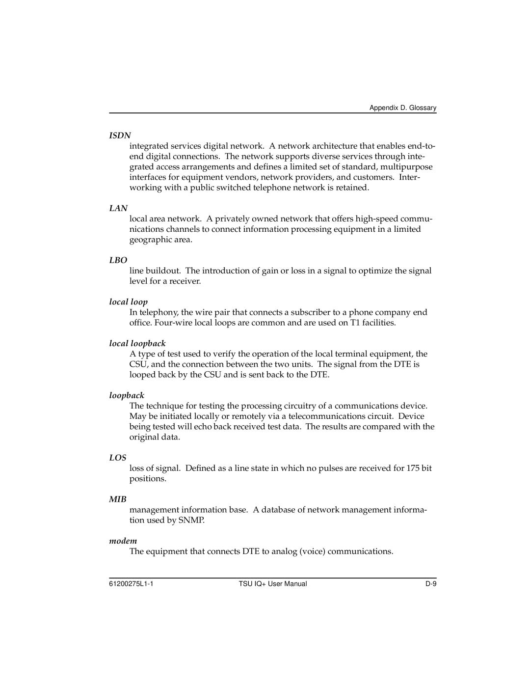 ADTRAN 1204002L2, TSU IQ+ user manual Isdn 