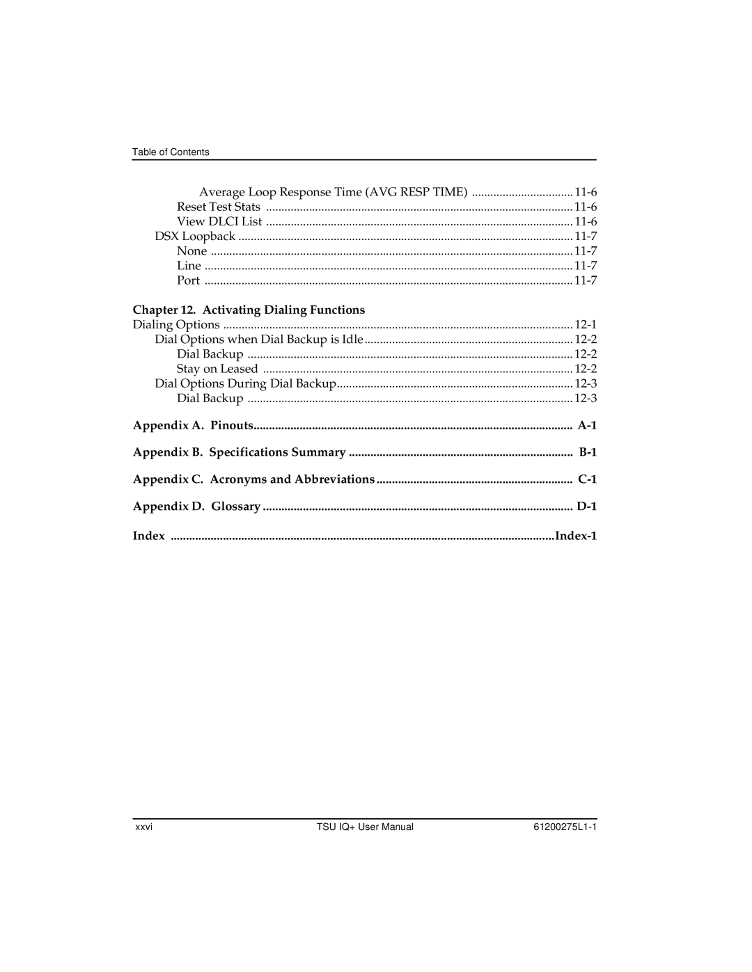 ADTRAN TSU IQ+, 1204002L2 user manual Index-1 