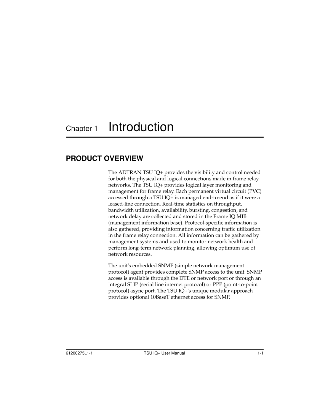 ADTRAN 1204002L2, TSU IQ+ user manual Introduction, Product Overview 