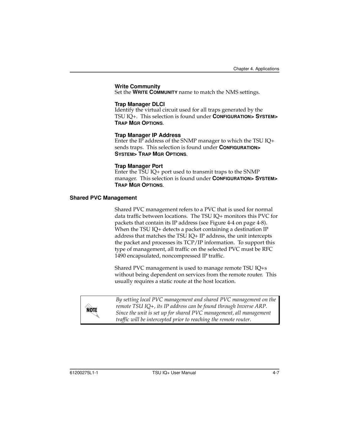 ADTRAN 1204002L2, TSU IQ+ user manual Write Community, Shared PVC Management 