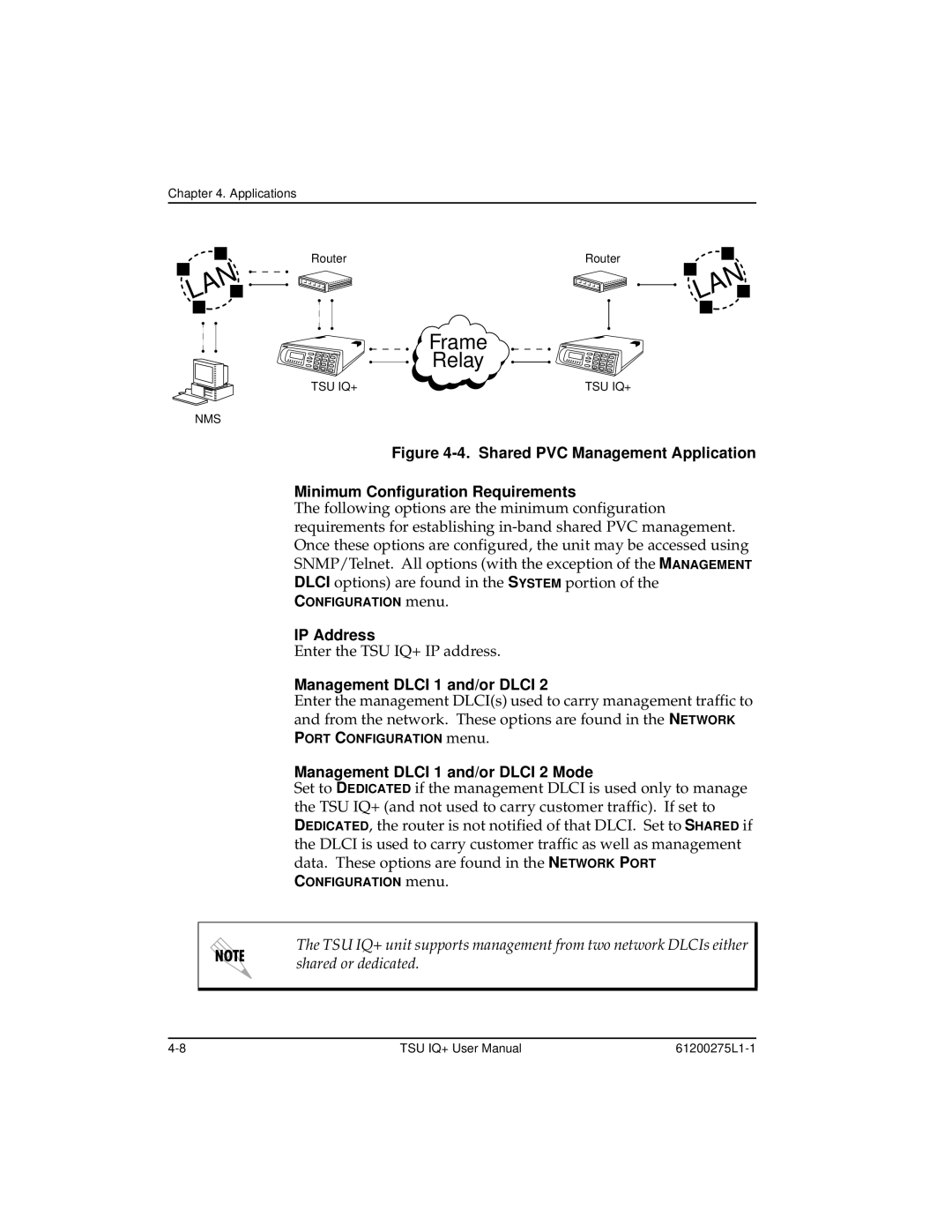 ADTRAN TSU IQ+, 1204002L2 user manual Management Dlci 1 and/or Dlci 2 Mode 