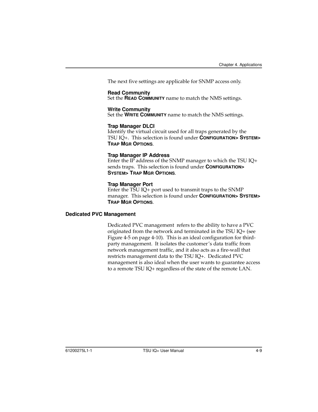 ADTRAN 1204002L2, TSU IQ+ user manual Read Community, Dedicated PVC Management 