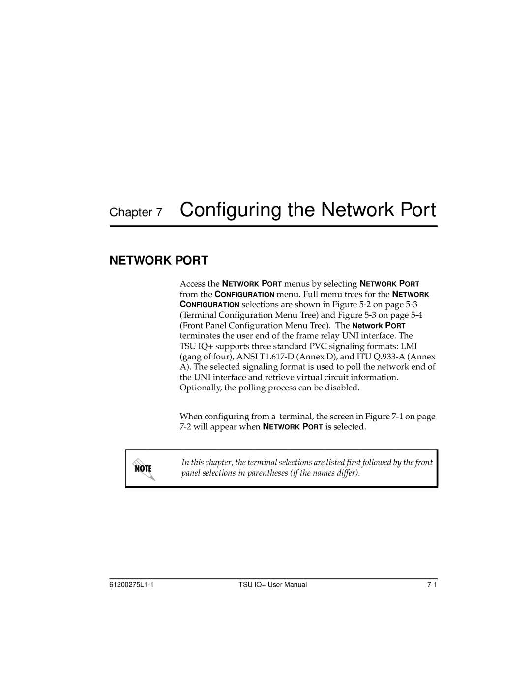 ADTRAN 1204002L2, TSU IQ+ user manual Configuring the Network Port 