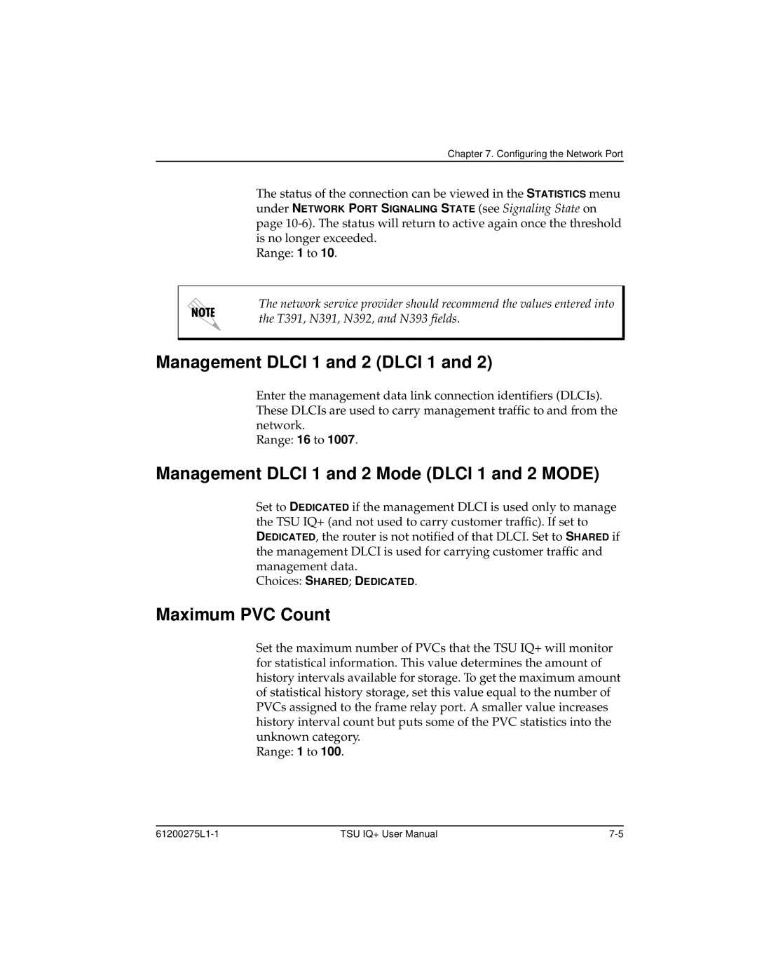 ADTRAN 1204002L2 Management Dlci 1 and 2 Dlci 1, Management Dlci 1 and 2 Mode Dlci 1 and 2 Mode, Maximum PVC Count 