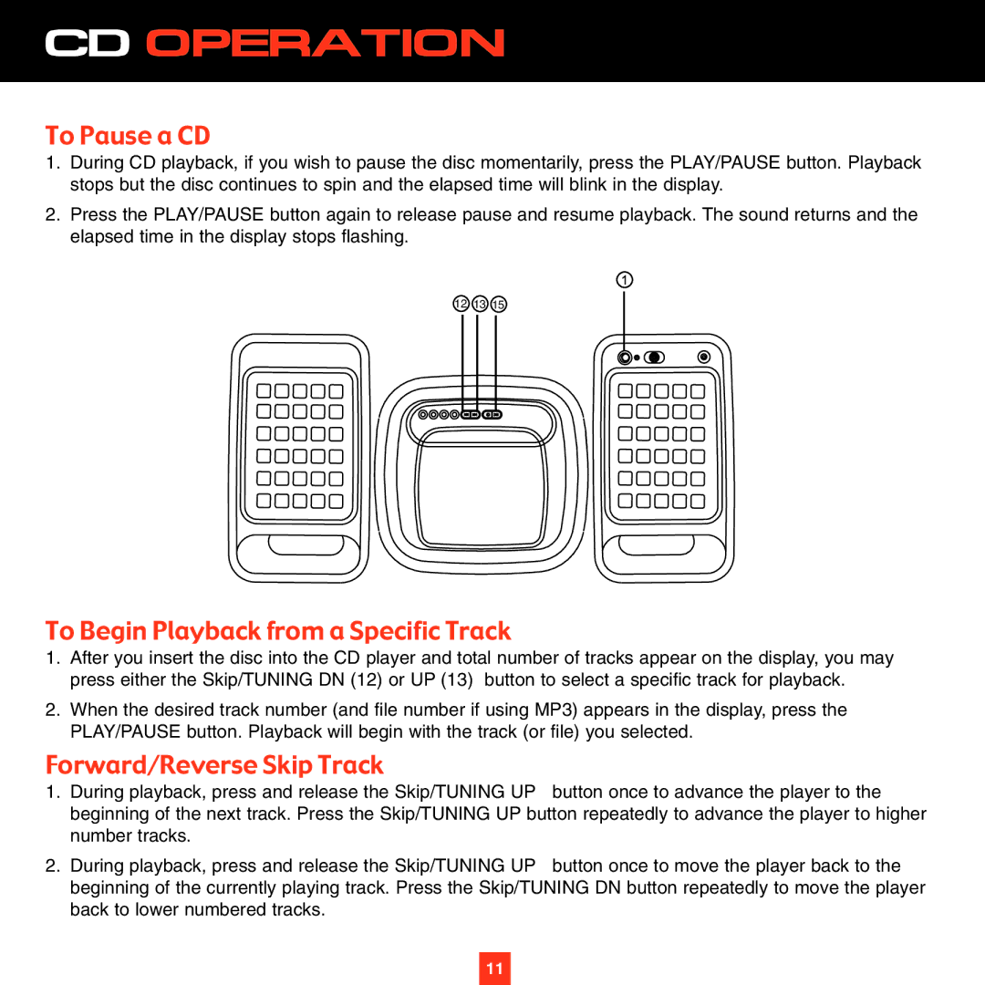 ADTRAN XS027 instruction manual To Pause a CD, To Begin Playback from a Specific Track, Forward/Reverse Skip Track 