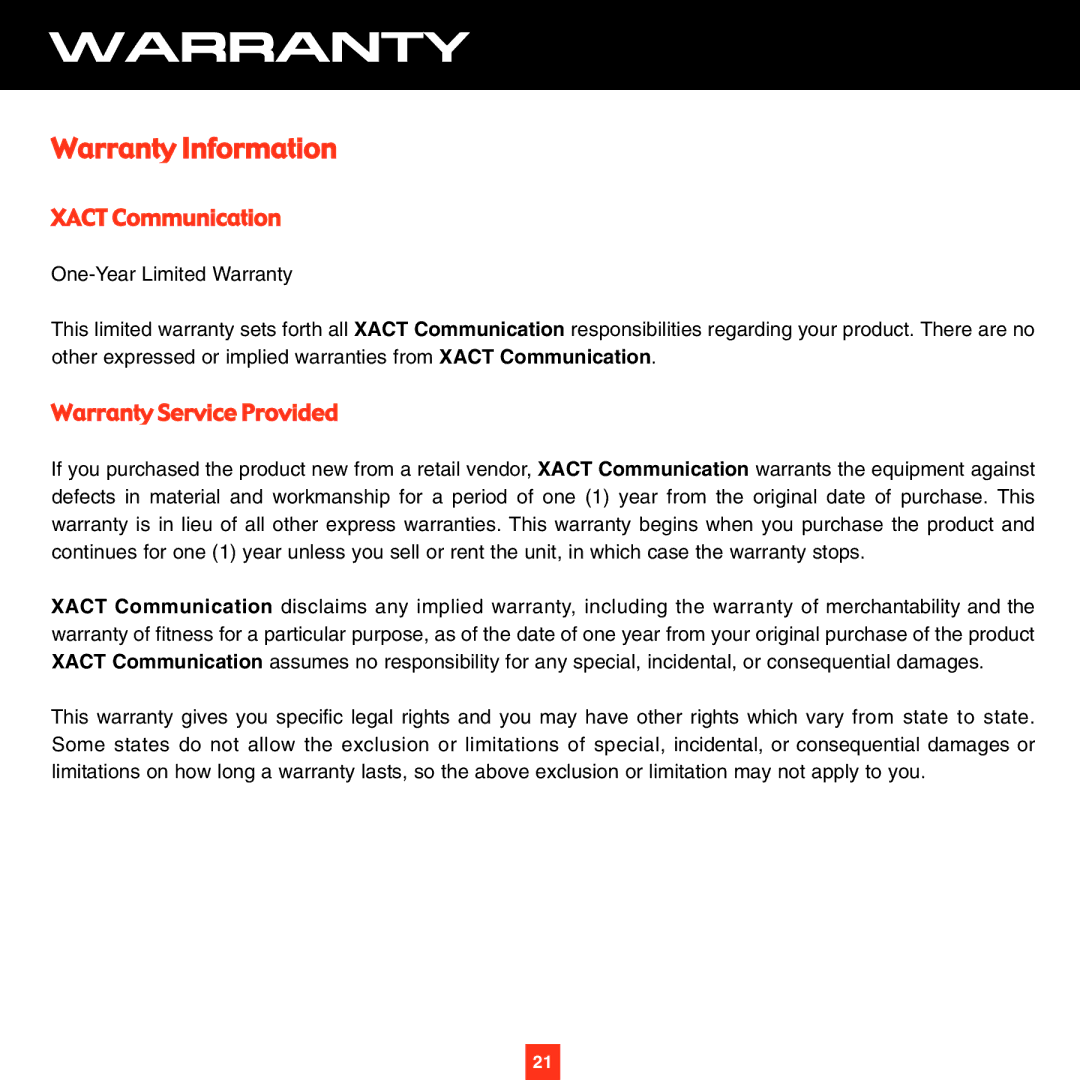 ADTRAN XS027 instruction manual Warranty Information 