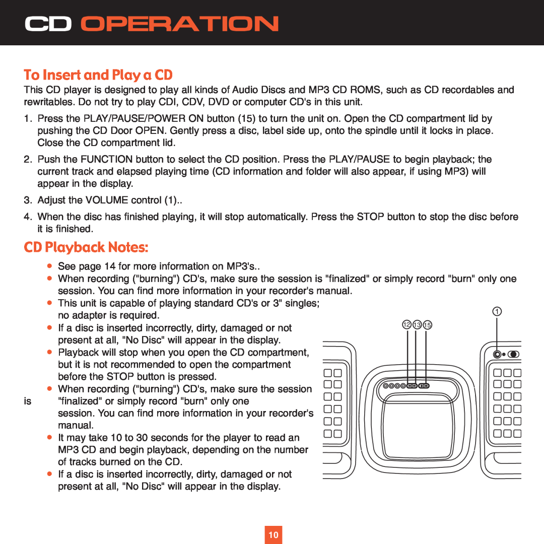 ADTRAN XS027 instruction manual Cd Operation, To Insert and Play a CD, CD Playback Notes 