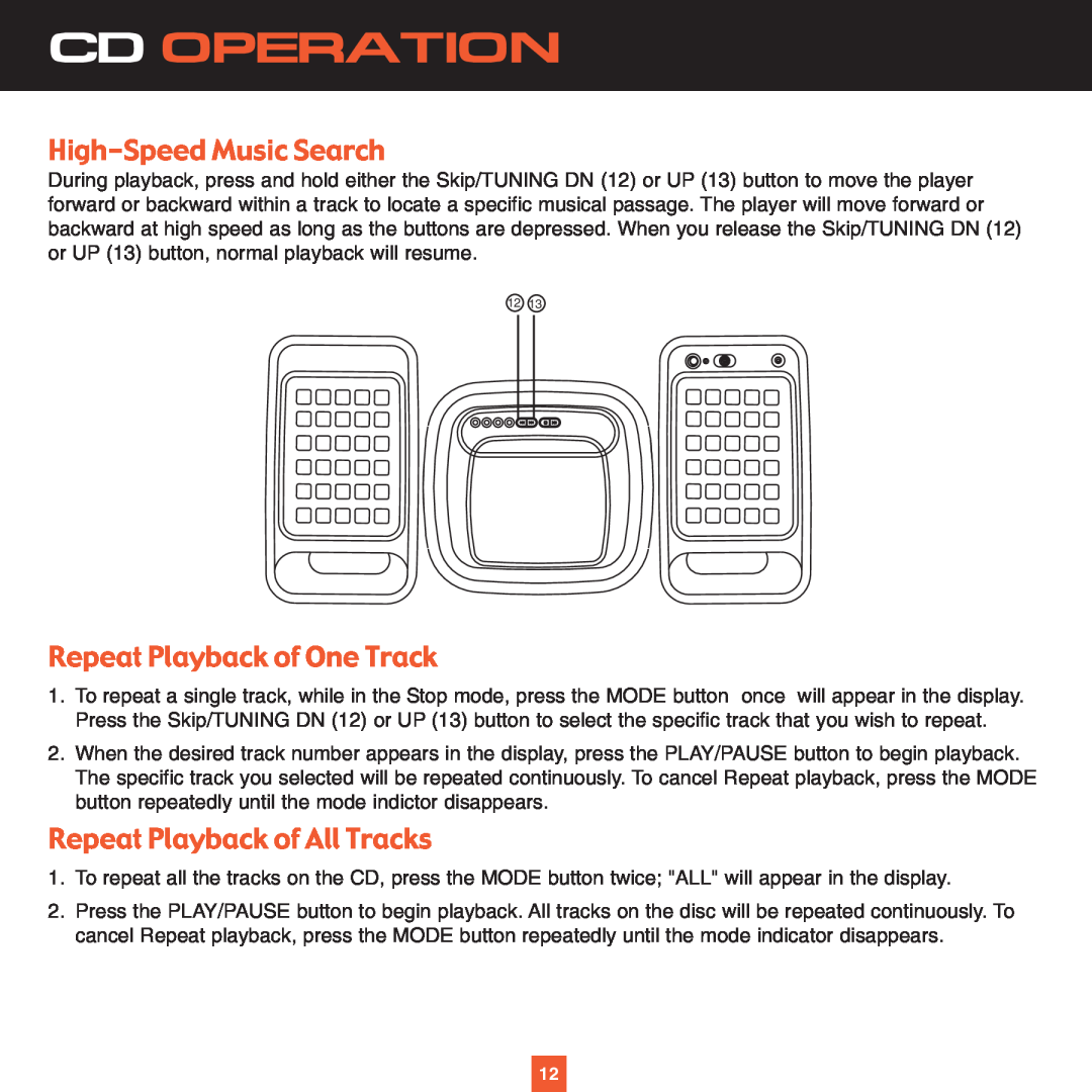 ADTRAN XS027 High-SpeedMusic Search, Repeat Playback of One Track, Repeat Playback of All Tracks, Cd Operation 