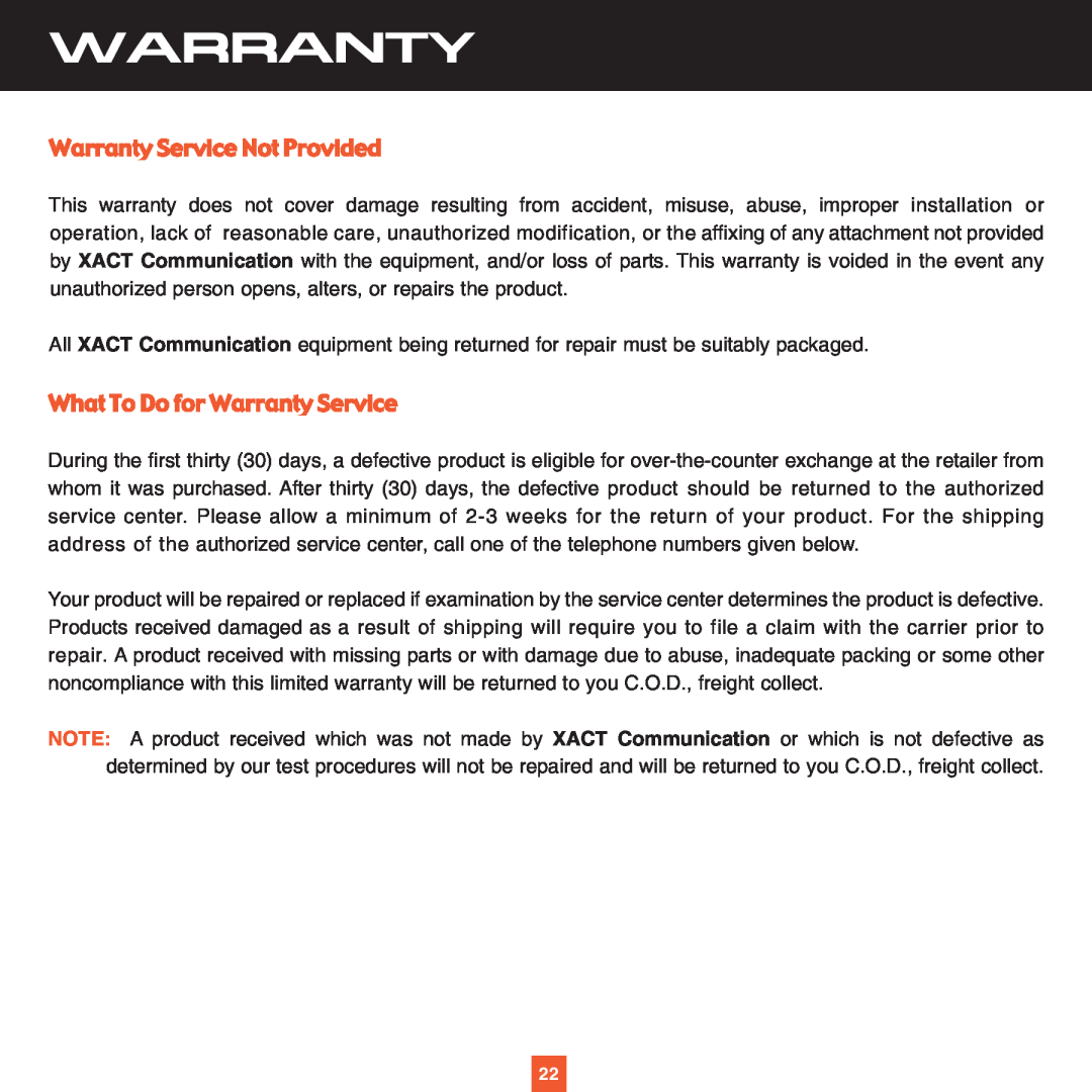 ADTRAN XS027 instruction manual Warranty Service Not Provided, What To Do for Warranty Service 