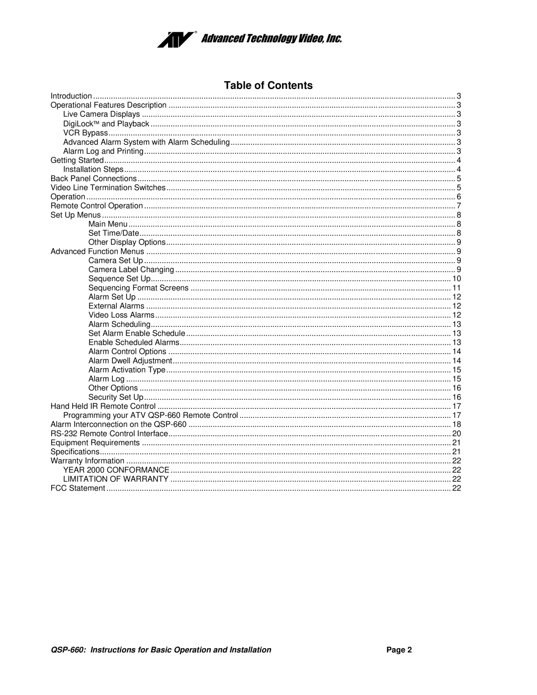 Advanced Global Technology QSP-660 manual $GYDQFHG7HFKQRORJ\9LGHR,QF 