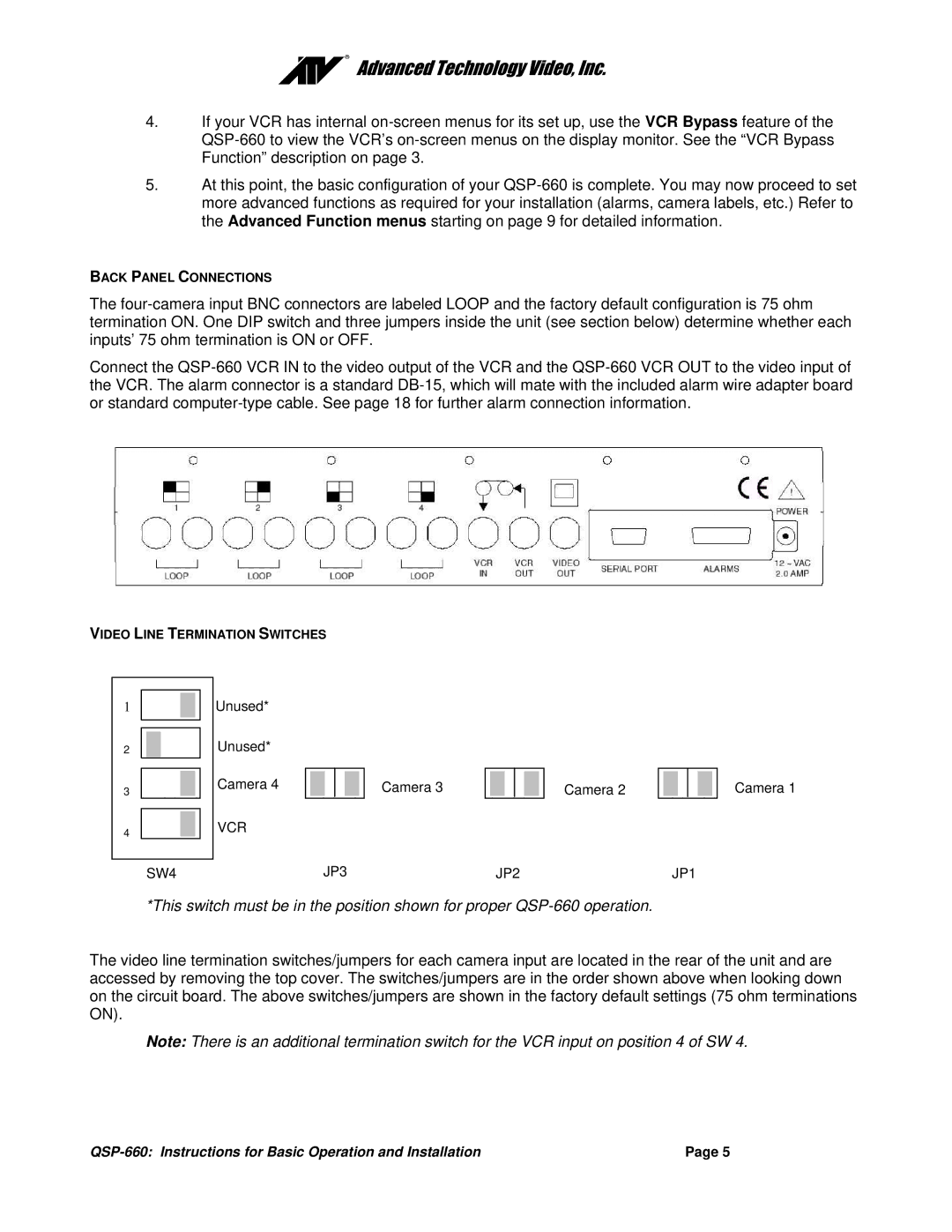 Advanced Global Technology QSP-660 manual SW4 