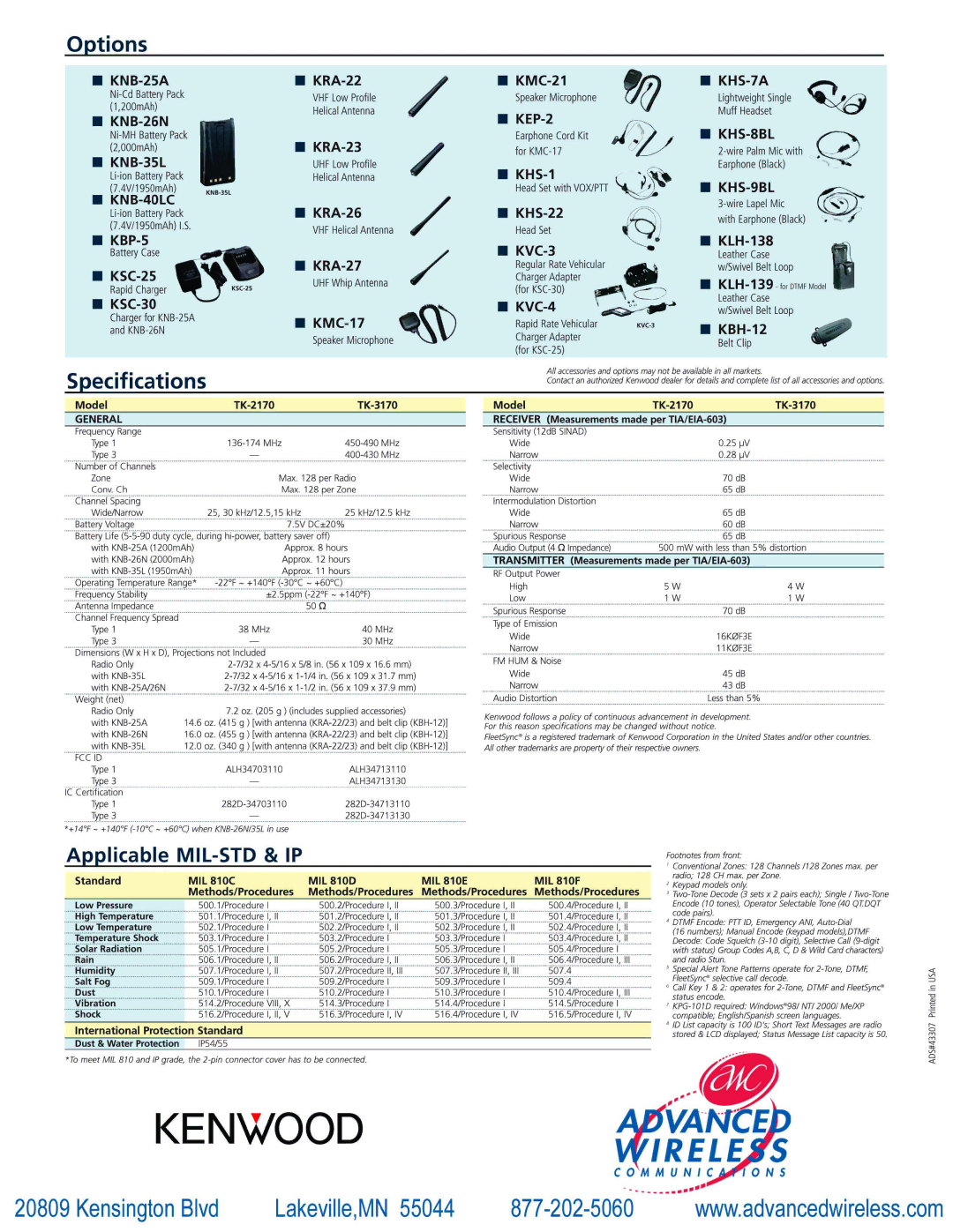 Advanced Wireless Solutions TK-2170/3170 manual 