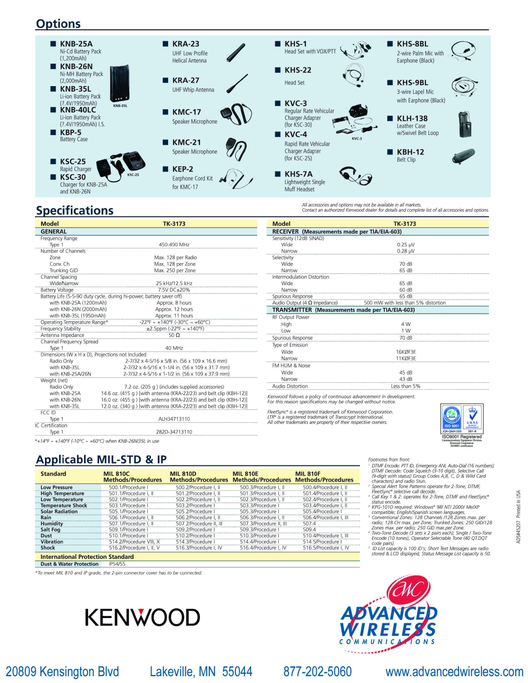 Advanced Wireless Solutions TK-3173 manual 