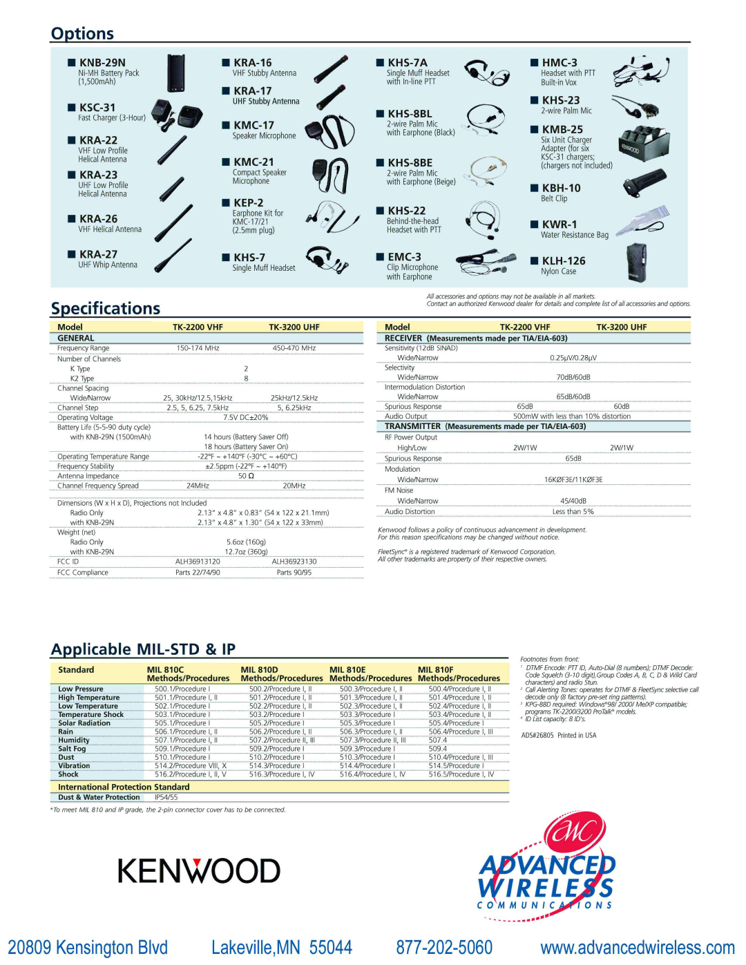 Advanced Wireless Solutions TK-3200, TK-2200 manual 