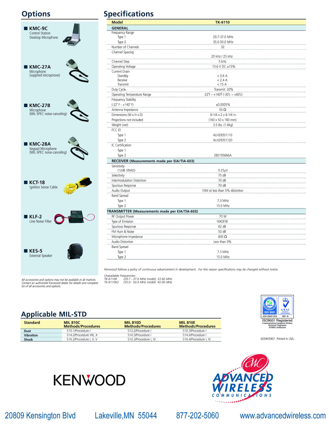 Advanced Wireless Solutions TK-6110 manual 