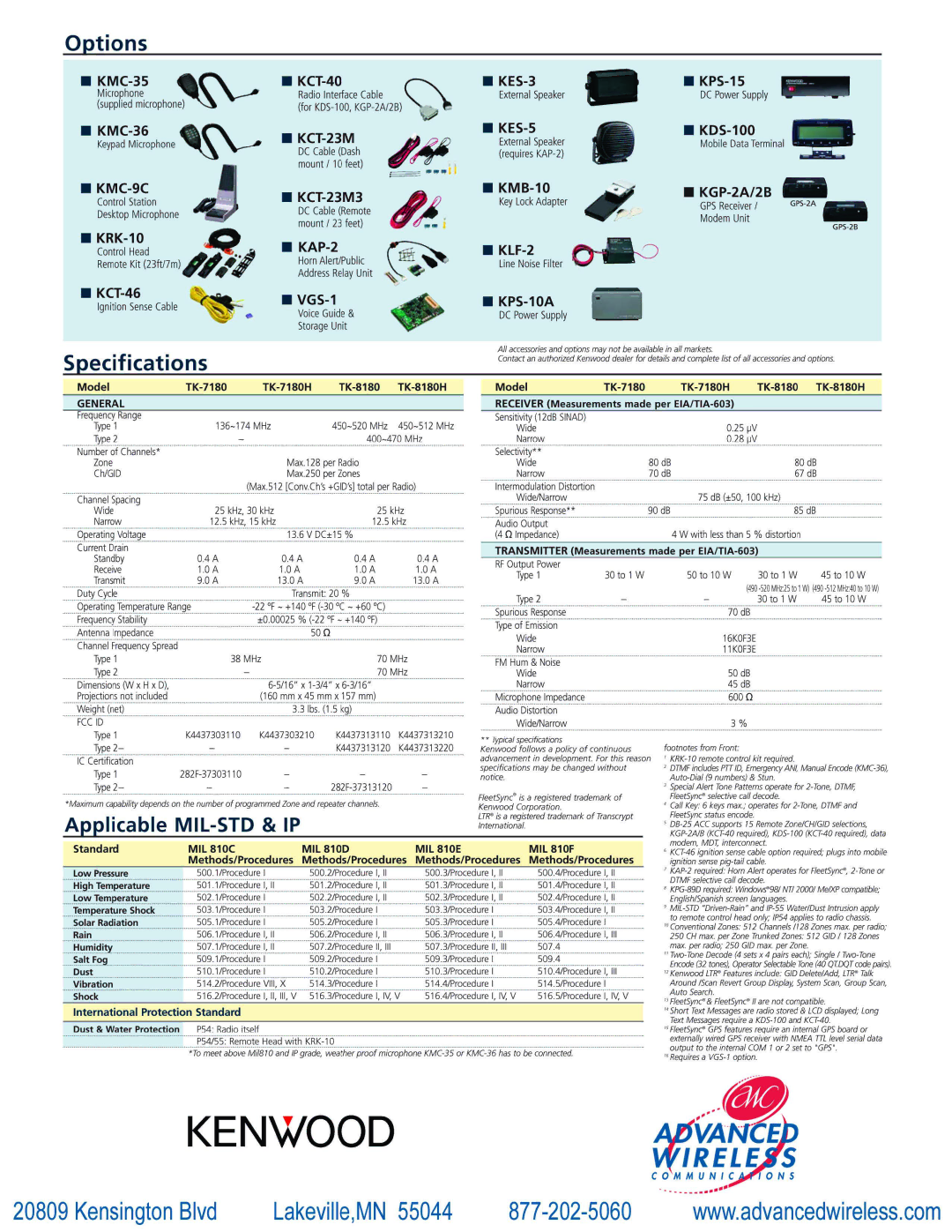 Advanced Wireless Solutions TK-7180H, TK-8180H manual 