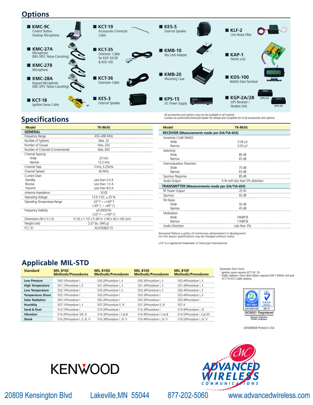 Advanced Wireless Solutions TK-863G manual 