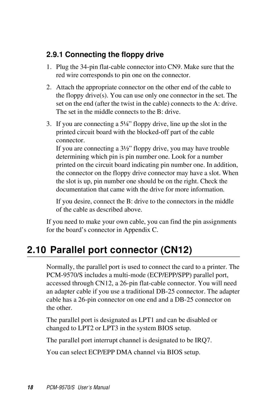 Advantech 2006957006 5th Edition user manual Parallel port connector CN12, Connecting the floppy drive 