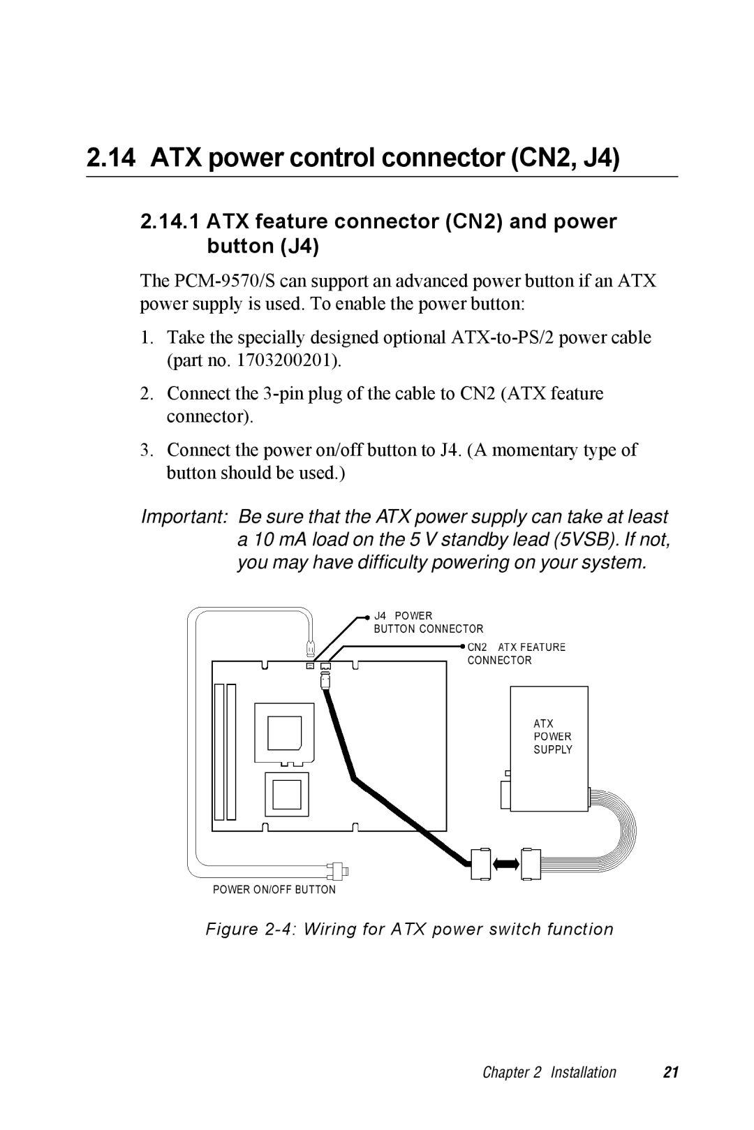 Advantech 2006957006 5th Edition user manual ATX power control connector CN2, J4 