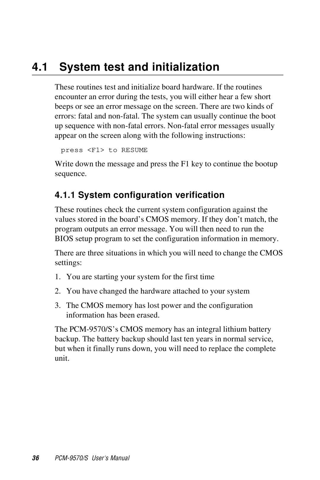 Advantech 2006957006 5th Edition user manual System test and initialization, System configuration verification 