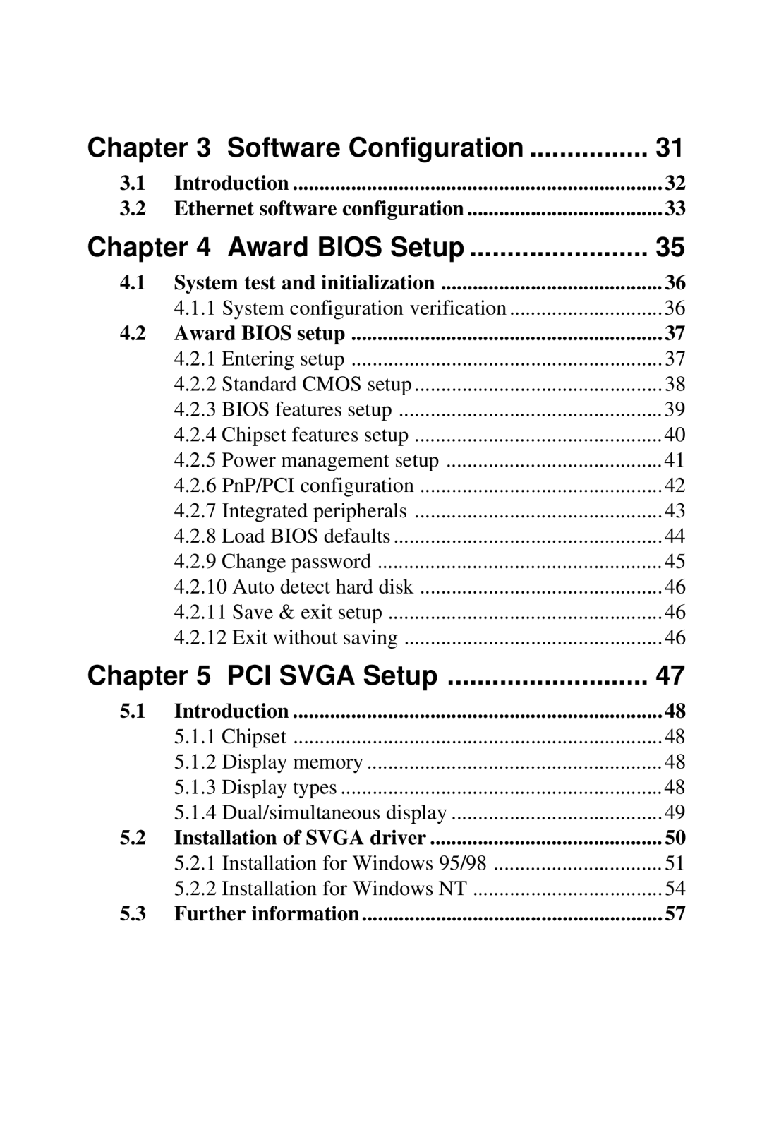 Advantech 2006957006 5th Edition user manual Software Configuration, Award Bios Setup, PCI Svga Setup 