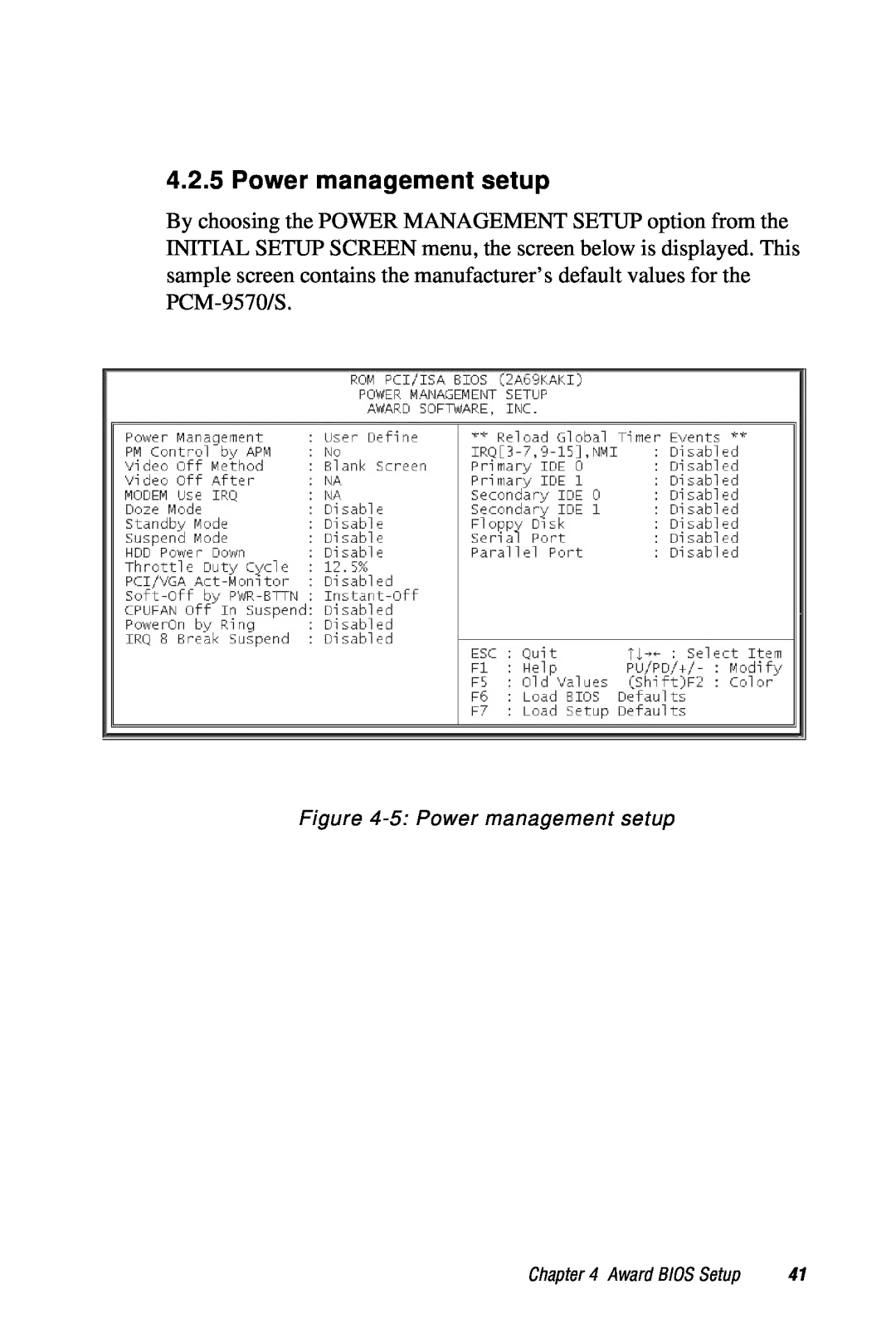 Advantech 2006957006 5th Edition user manual 5 Power management setup, Award BIOS Setup 