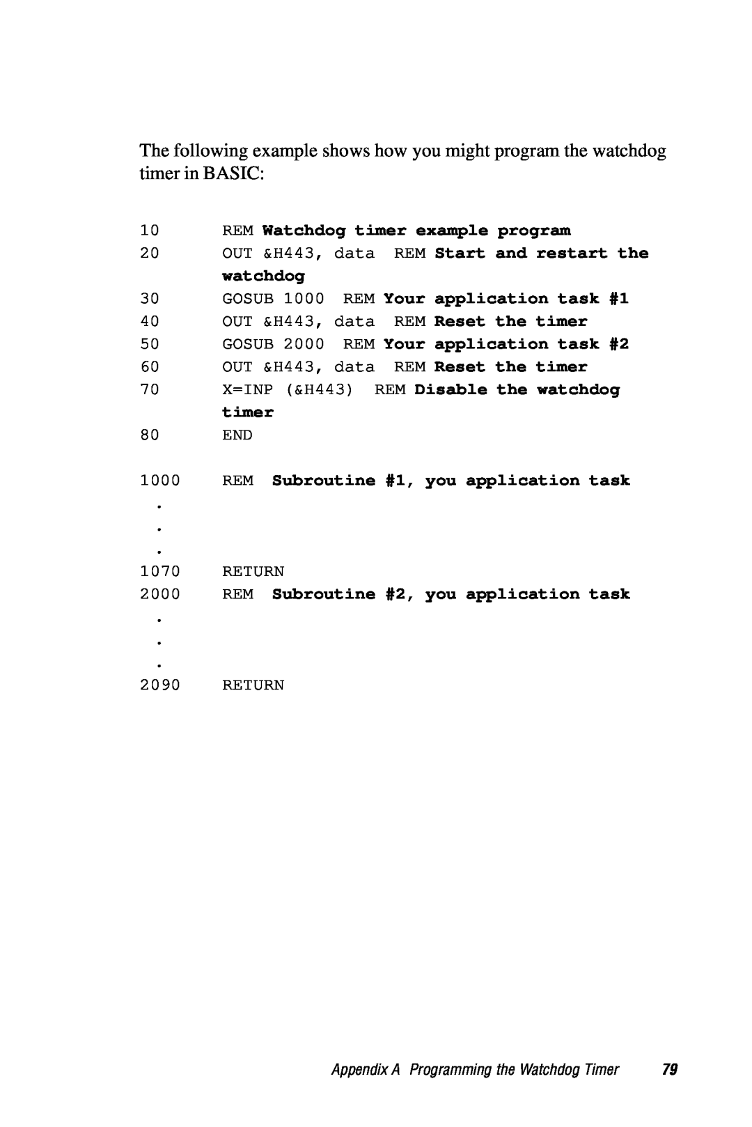 Advantech 2006957006 5th Edition user manual REM Watchdog timer example program 