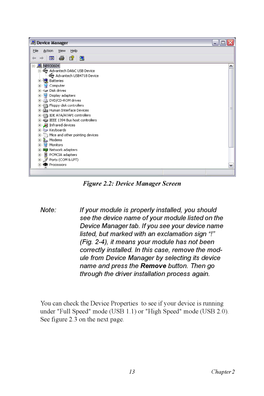 Advantech 4718 user manual Device Manager Screen 