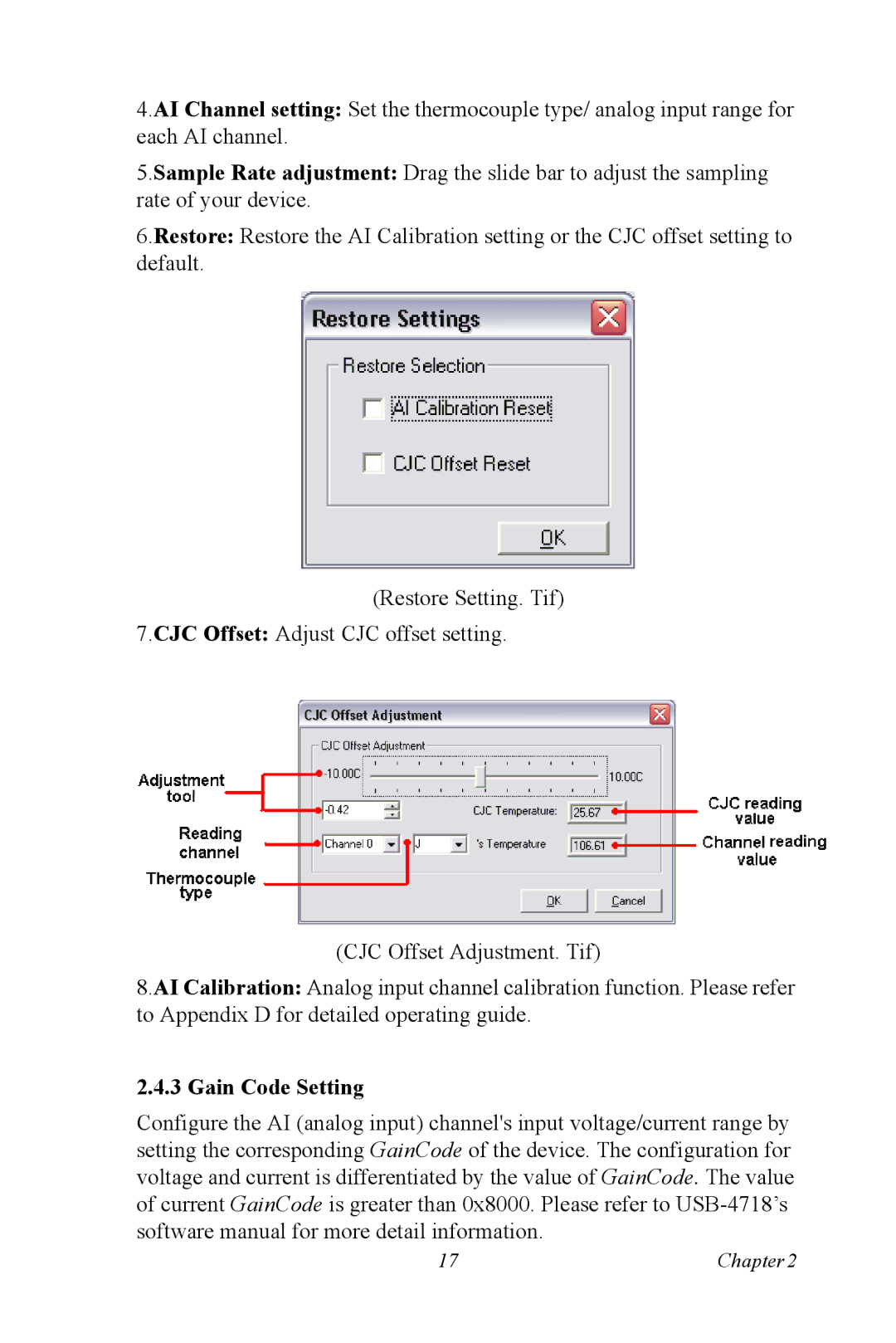 Advantech 4718 user manual Gain Code Setting 