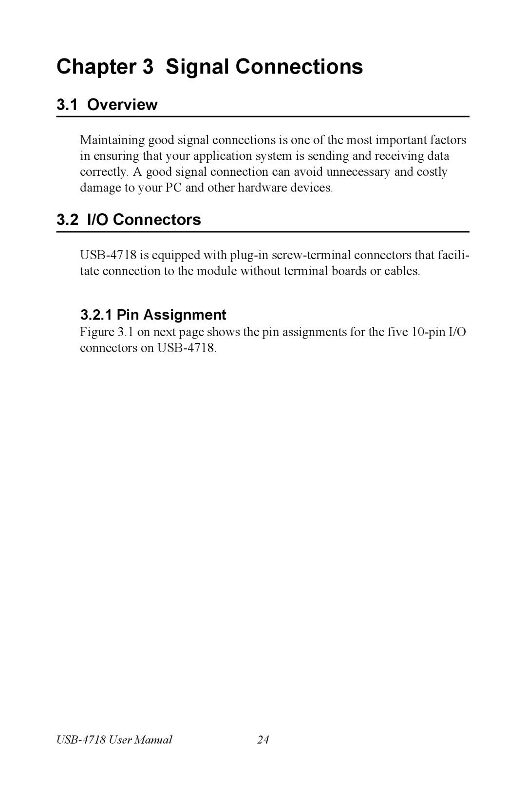 Advantech 4718 user manual Overview, I/O Connectors, Pin Assignment 