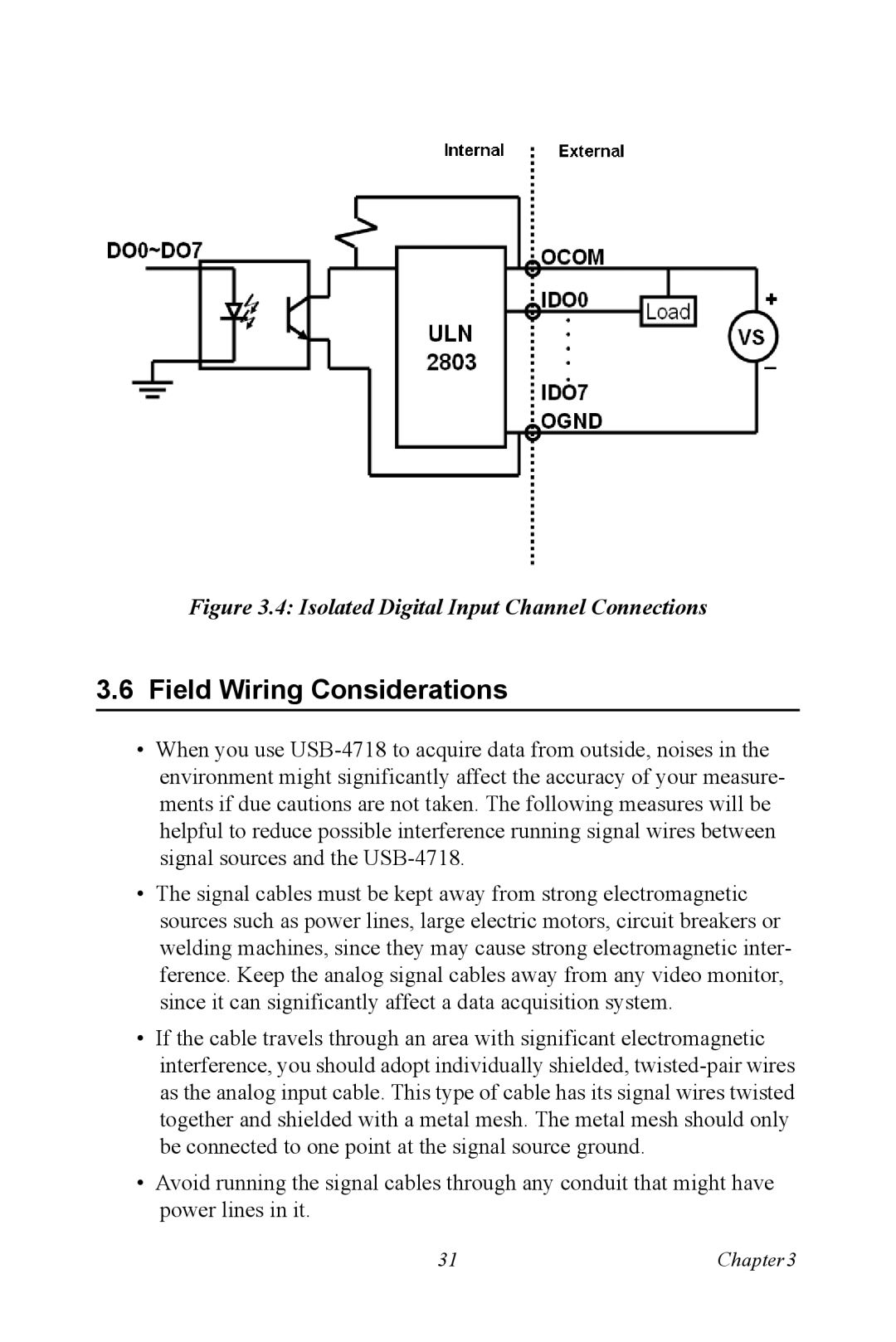 Advantech 4718 user manual Field Wiring Considerations, Isolated Digital Input Channel Connections 