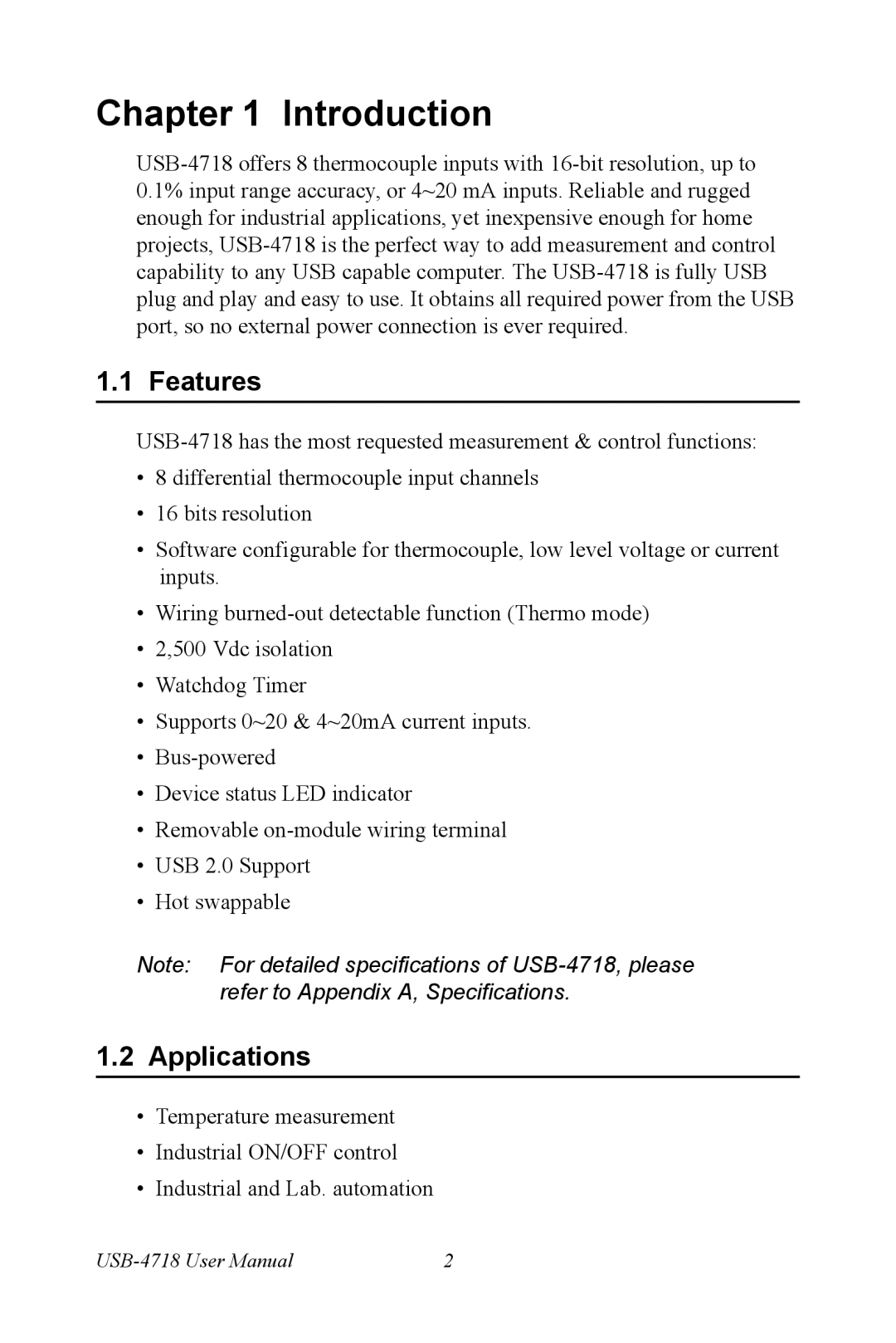 Advantech 4718 user manual Features, Applications 